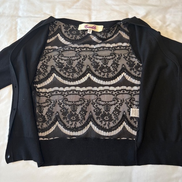 Emmelee Black Cardigan With Lace Back Size Small - Picture 4 of 9